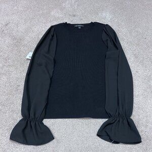 INC International Concepts Blouse Women’s Black Long Sleeve Size Small NWT